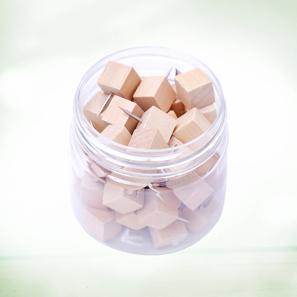 50 قطعة دبابيس ضغط الخشب مربع الزخرفية Thumbtacks الإبداعية السلامة المعادن الأظافر ل لوحة الفلين نشرة خريطة صور مكتب المدرسة