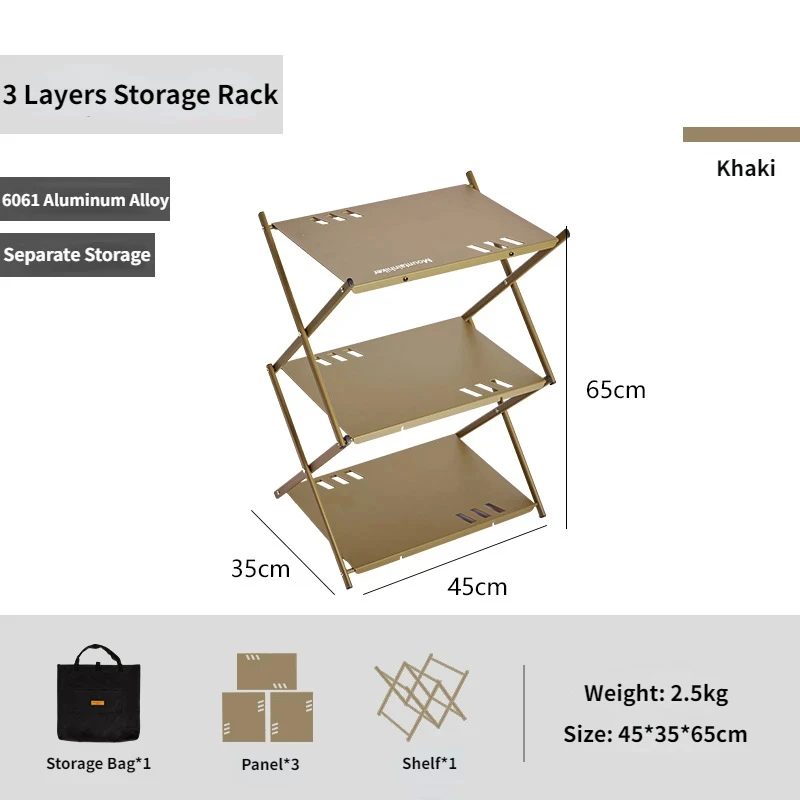 MOUNTAINHIKER Dreistufiges Regal für den Außenbereich, zusammenklappbares Regal, tragbar, für Camping, Picknick, Grillen, Lagerregal, Garten, faltbarer Tisch 7