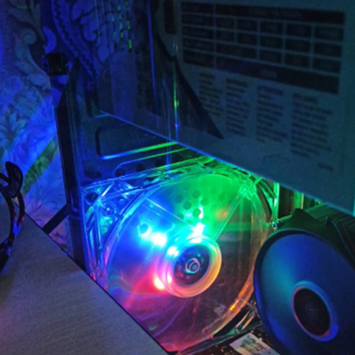 

12CM USB Computer Fan Transparent Frame LED Blue Red Cooling for Router Cabinet Hydraulics Bearings Low Noise