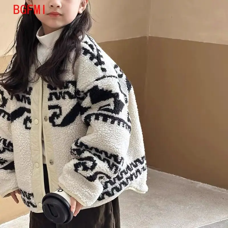 1-10 años niña abrigo chaqueta prendas de vestir Tops polar Reversible 2025 grueso más terciopelo invierno otoño chico abrigo ropa para niños