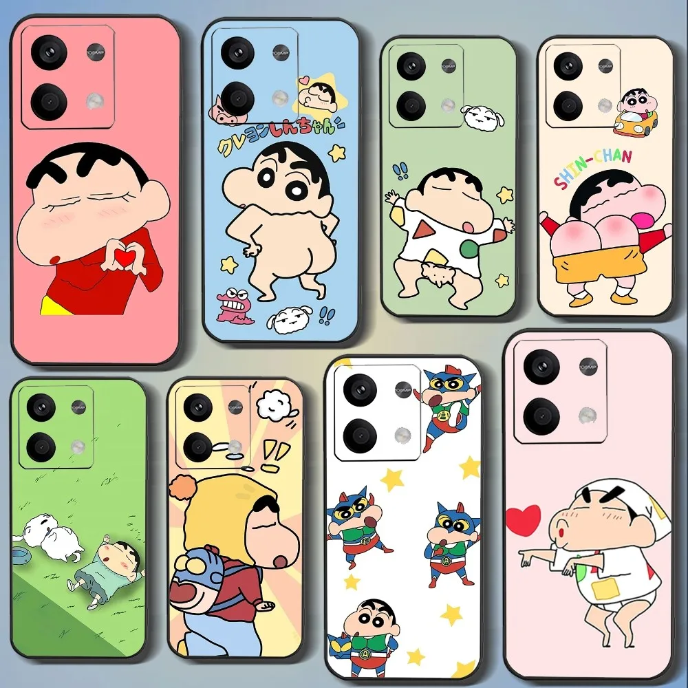 Cute Crayon S-shin-chan Phone Case For Xiaomi 11 Redmi Note 11 5G 8T 9A 9 10T Note8Pro Note9 12SUltra Black Case