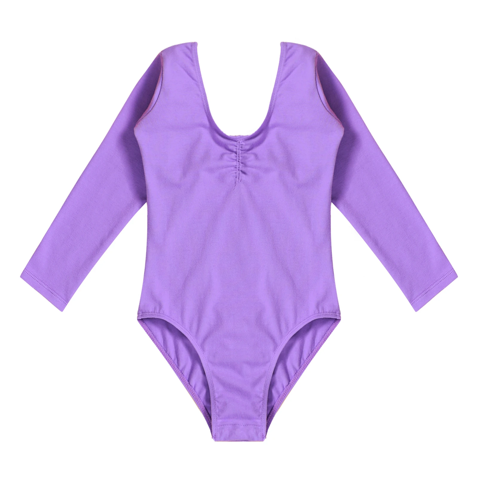 

Kids Girls Ballet Dance Leotards Cotton Long Sleeve Solid Color Bodysuit with Briefs for Gymnastic Practice Ballerina Dancewear