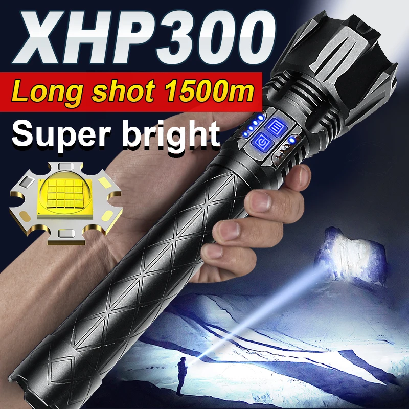 

Super Powerful LED Flashlights XHP300 USB Rechargeable Torch Light High Power Flashlight 18650 Waterproof Lantern Zoomable Lamps