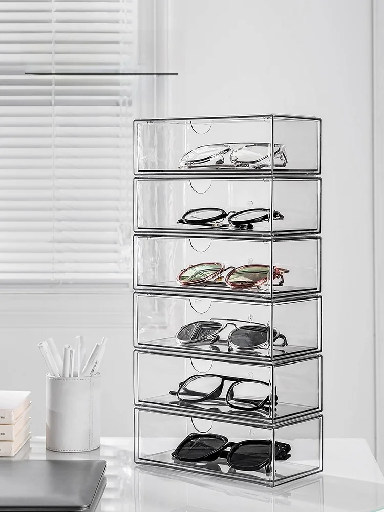 

Transparent Eyeglass Storage Box Dustproof Desktop Organizer Multi-id Sunglasses Display Case Contact Lens Holder by Tao Xi...