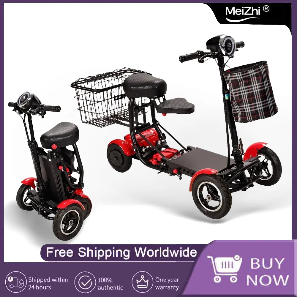 

10 Inch Foldable Mobility Electric Scooter with Four Wheels and Dual Motor,Mini 2Seater forDisabledAdults,Portable andConvenient