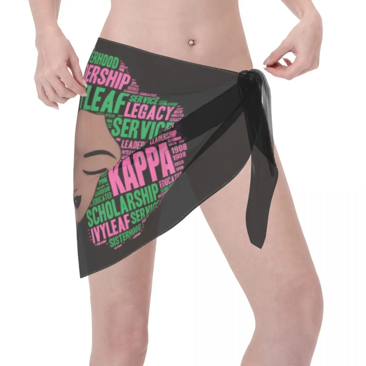 Benutzerdefinierte AKA Sorority Girl 1908 Frauen kurze Sarongs Strand Wrap 3D-Druck für Bademode Strand Bikini Wrap Kleider Badeanzug Coverups