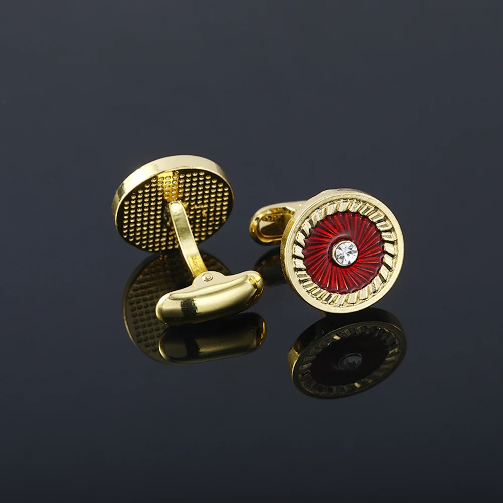 Cool Round Cone Crystal Design Mens Cufflinks Dartboard Target Red Heart Design Enamel Sleeve Button