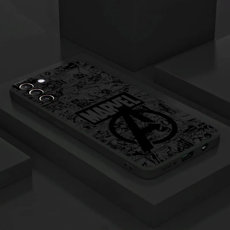 Funda con Logo de Comics Marvel para Samsung Galaxy S23 Ultra S22 5G S21 FE S20 Plus S10 4G Note20 10Lite, funda suave negra para teléfono