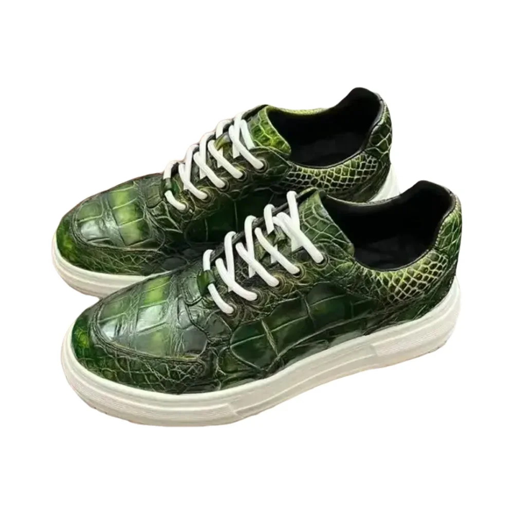 

2025 new arrival Fashion Crocodile Skin causal shoes men,male Genuine leather Sneakers PDD725