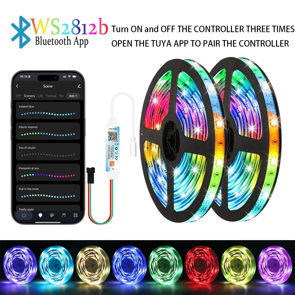 RGB Led Strip Lights 5m 10m 20m 30m Led Room Light with APP Control Flexible Ribbon Luces Led Tape for Room Bedroom Decoration