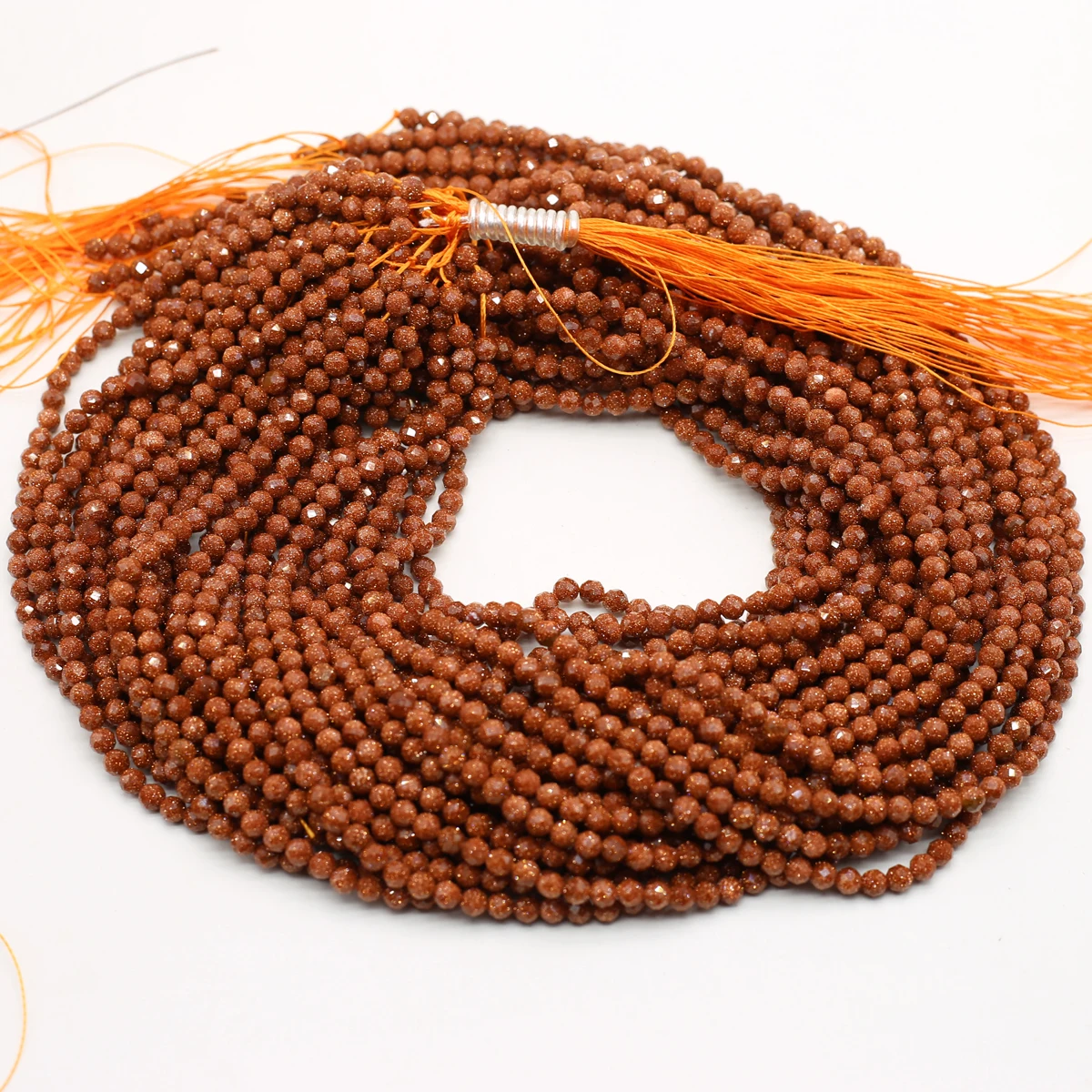 Natural Stone Beads Small Section Bead Gold Sand Stone 2 3 4mm Loose beads for Jewelry Making DIY Bracelet Necklace Length 38cm