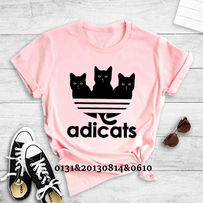 2023 Women's T-shirt New Cat Print Top Women's T-shirt O-neck Short Sleeve Summer Multicolor Female Top T-shirt Streetwear