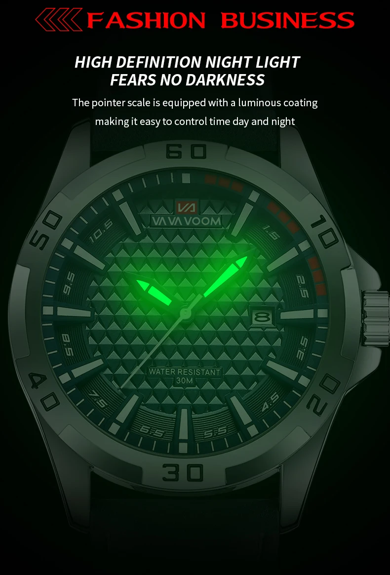 VA VA VOOM Männer Casual Sport Militär Quarz Kalender Armbanduhr für Mann Business Leder Wasserdichte Männliche Uhr Relogio Masculin – Detail 8