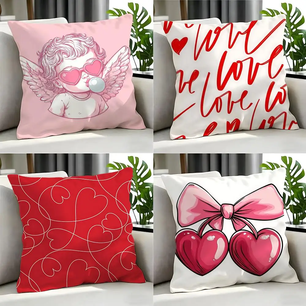 holiday Valentine's Day Cushion Cover Cushion Cover Set 4Pcs 50x50 45x45 40x40 Pillowcase Decorative Sofa Home Decor