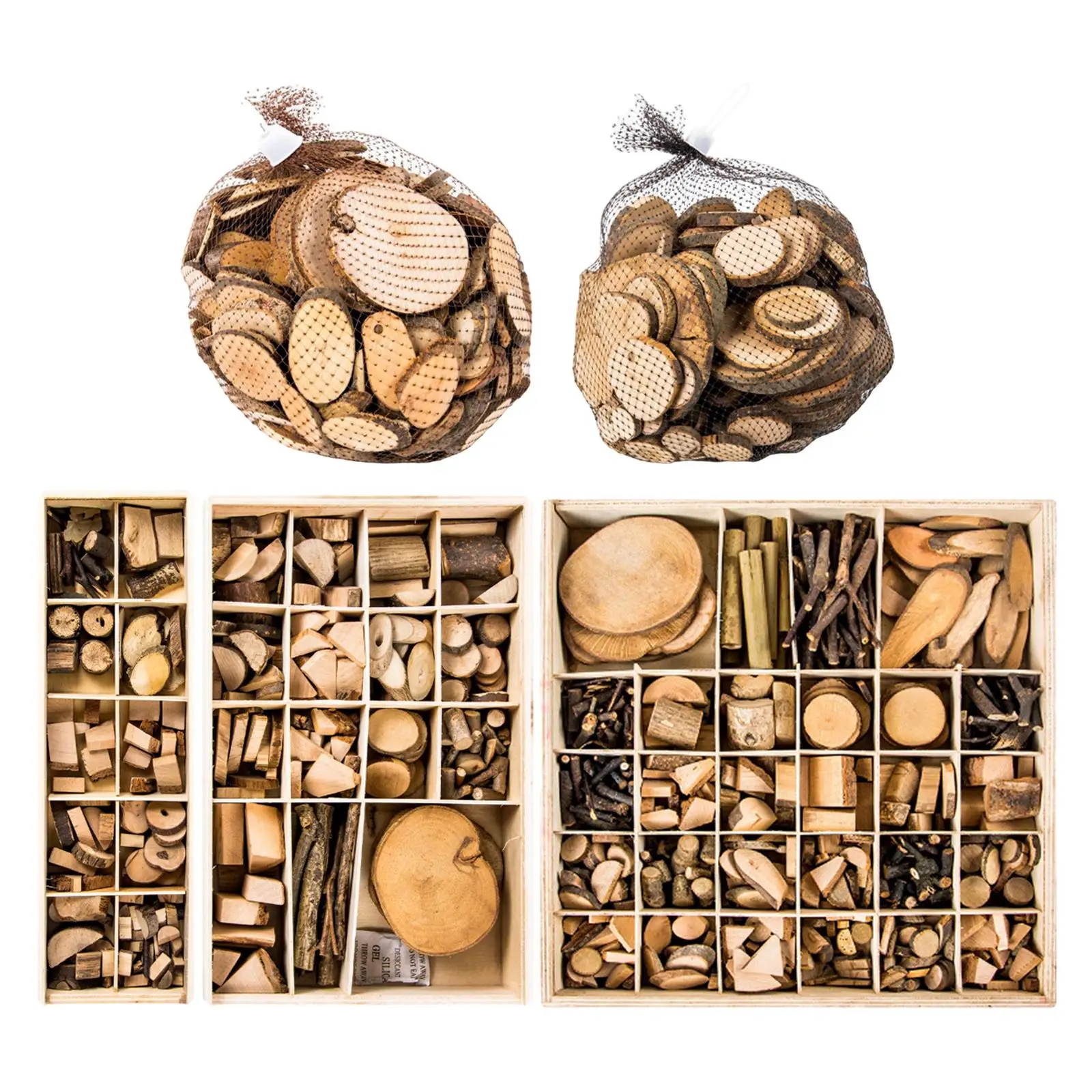 مجموعة شرائح الخشب الطبيعي غير المكتملة، قطع الحرف الخشبية كتل زينة عيد الميلاد