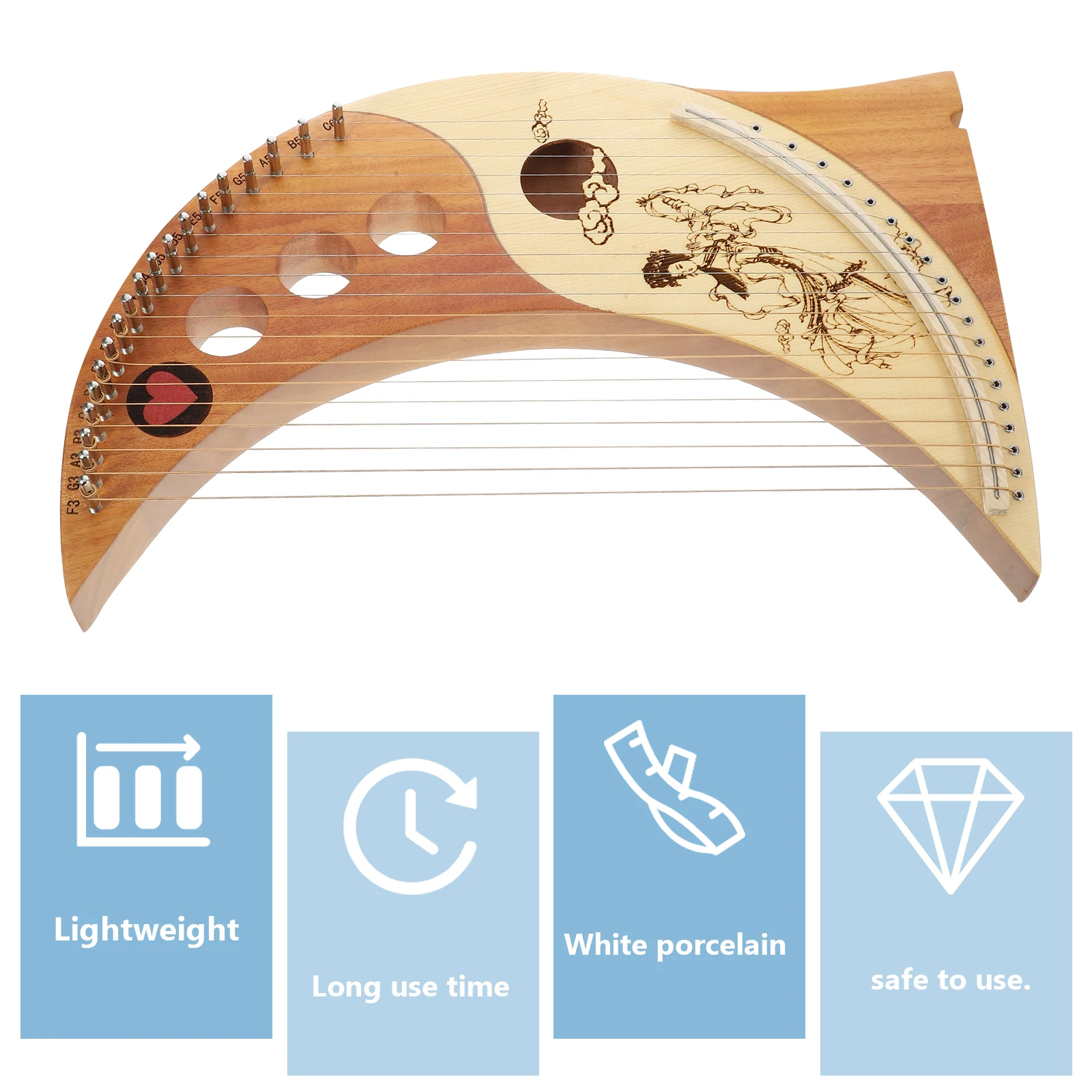 

Lyre Guija Musical Instrument Jews Harp Lira 32 Strings 19 Instruments 7 Brown Arabic Small Arpa
