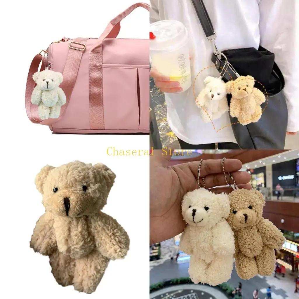 

E7ce милый пушистый медвежьи игрушечные брелоки на фаршированные животные рождественский подарок для подруги