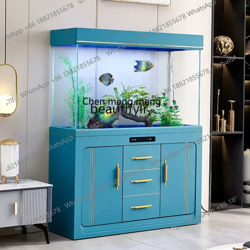 cc182l Ecological Square Fish Tank Household Super White Glass Partition Screens Bottom Filter Change Water Lazy Fish Tank