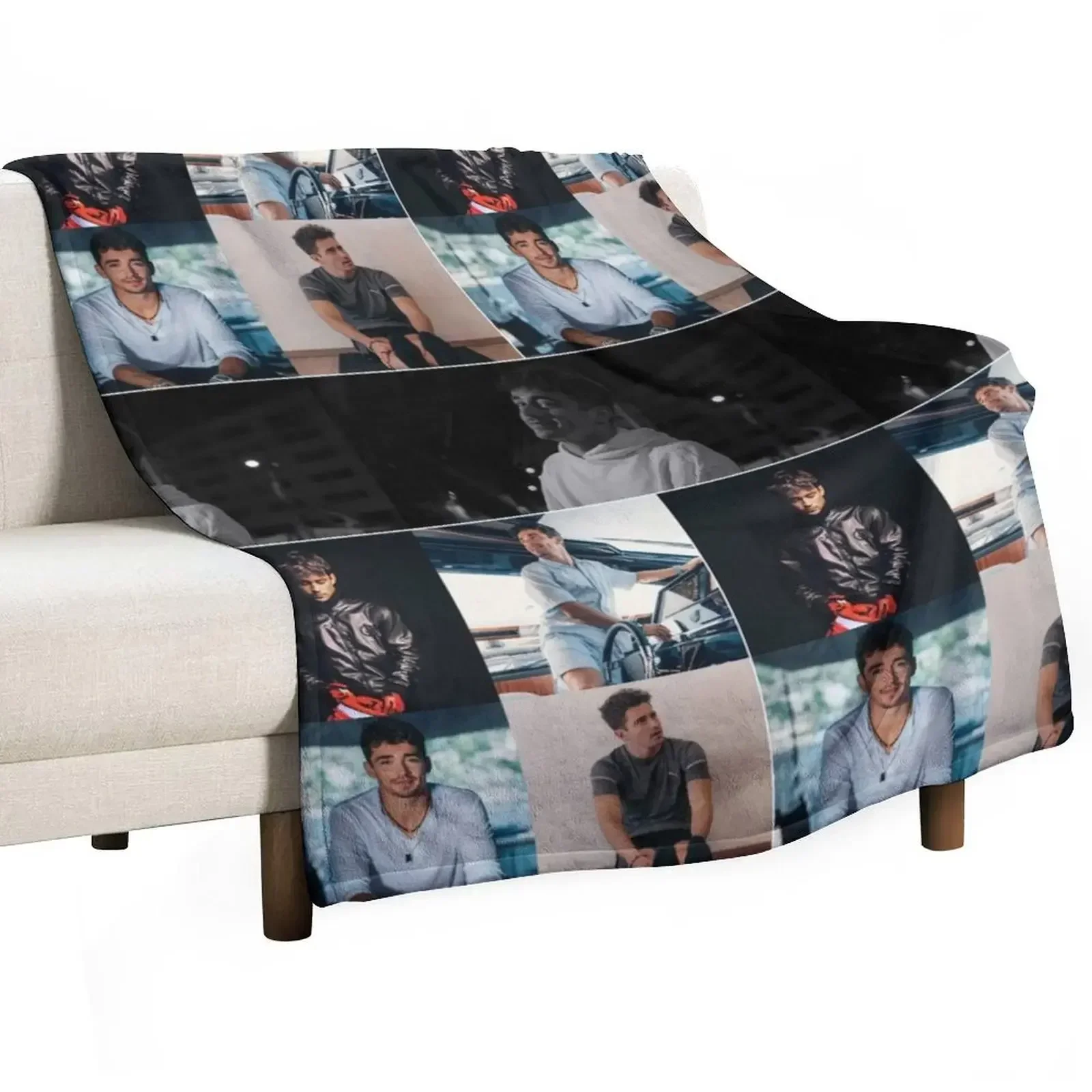 Charles Leclerc Monacan motorsports racing driver Aesthetics Photo Collage - 2 Throw Blanket Hair Kid'S Sofa Blankets