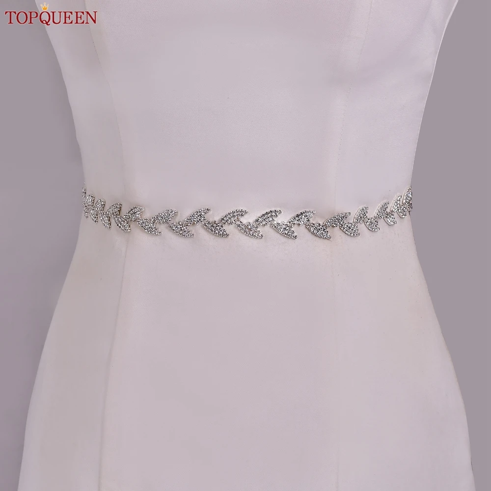 TOPQUEEN S198-S Cưới Thắt Lưng Dành Cho Cô Dâu Cô Dâu Tất Bạc Lá Dây Phụ Kiện Cài Áo Dây Cưới Tất Phù Dâu Thắt Lưng