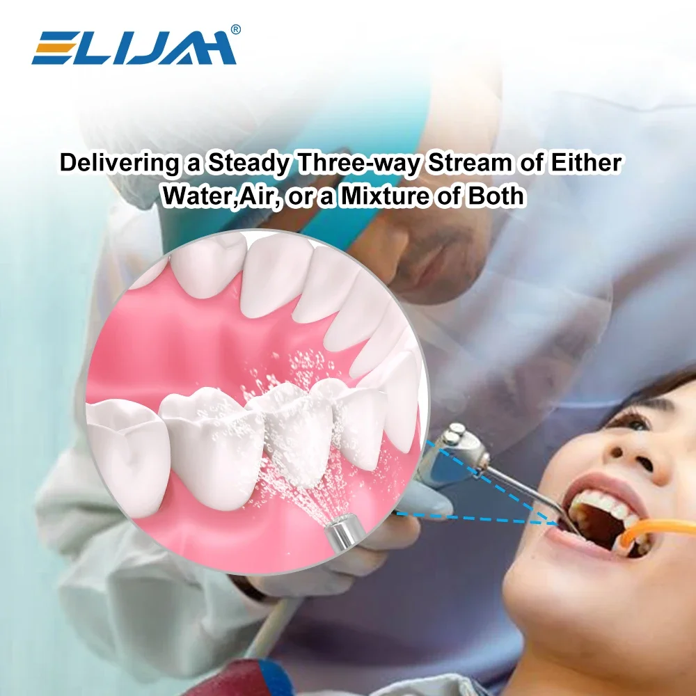 Professional Stainless Steel Lab Air Triple Syringe 3 Way Lab Air Water Spray Syringe Nozzles Tips for Teeths Whitenings