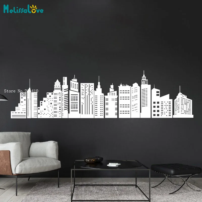 Large Superhero City Skyline Wall Decal Kids Room Beautifull Murals Skyscraper Office Home Nursery Decor YT6705