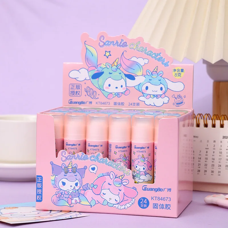 4/24pcs Sanrio Solid Glue Melody Kuromi Cinamonroll Super Strong Adhesives Glue Stick Student Office Stationery School Supplies