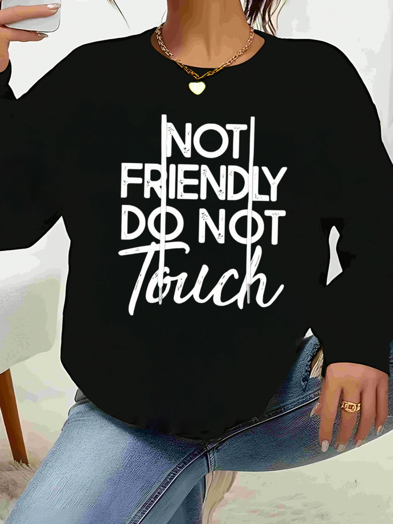 

Не дружелюбная толстовка с принтом «Не прикасайтесь к» осень-зима, повседневная одежда для женщин