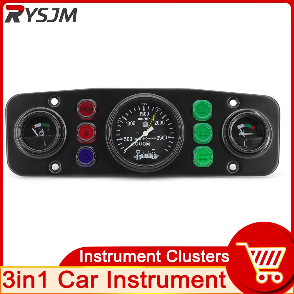 

3 In 1 Kit Universal Instrument Panel Tachometer Water Temperature Fuel Level gauge Instrument Panel Complete For Tractors Car