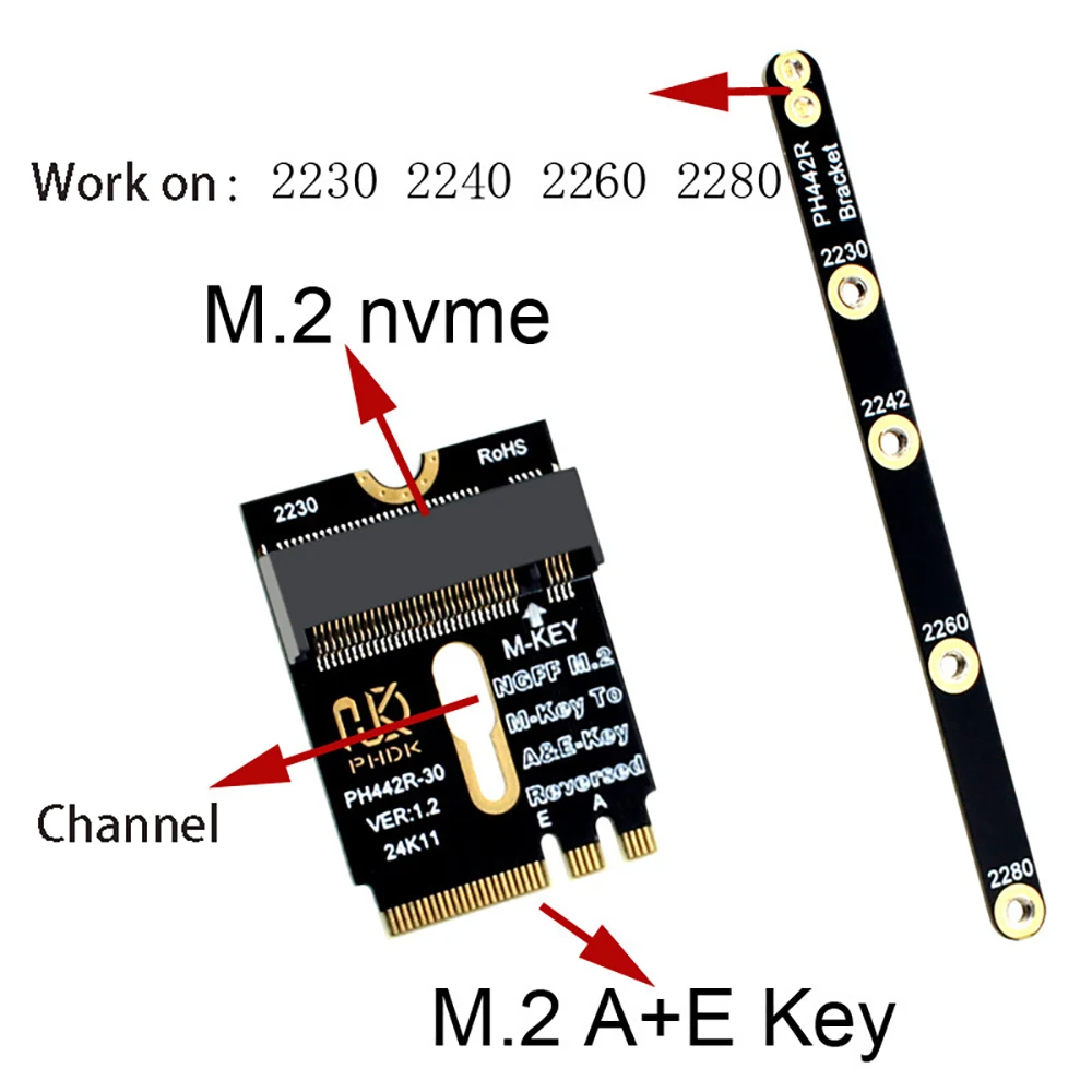 Адаптер Wi-Fi M.2 NGFF A+E — M-key Nvme SSD Преобразователь расширения PCIe 4.0 в M.2 NGFF для модуля Wi-Fi/WWAN/LTE