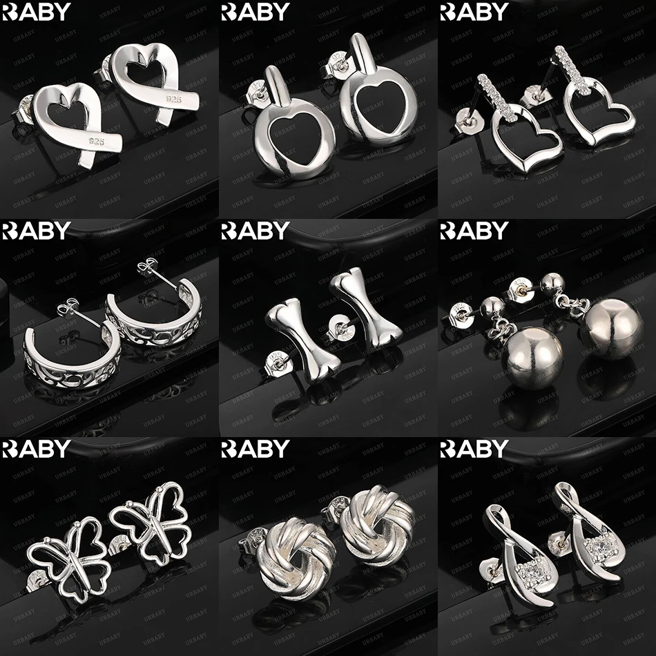 

URBABY 925 Sterling Silver Design Earrings Stud Earrings For Women Charm Trend Birthday Gifts Fashion Party Fine Jewelry