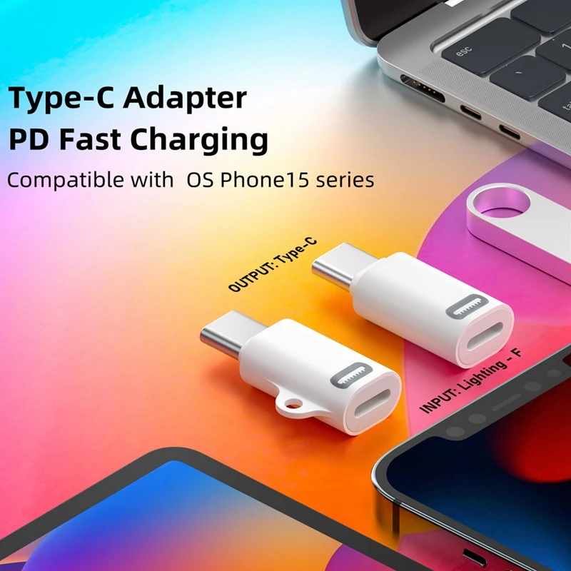 For Iphone15 Cell Phone PD Fast Charging Multi-Function Adapter Lighting Female To Type-C Male Charging Converter,B Easy Install