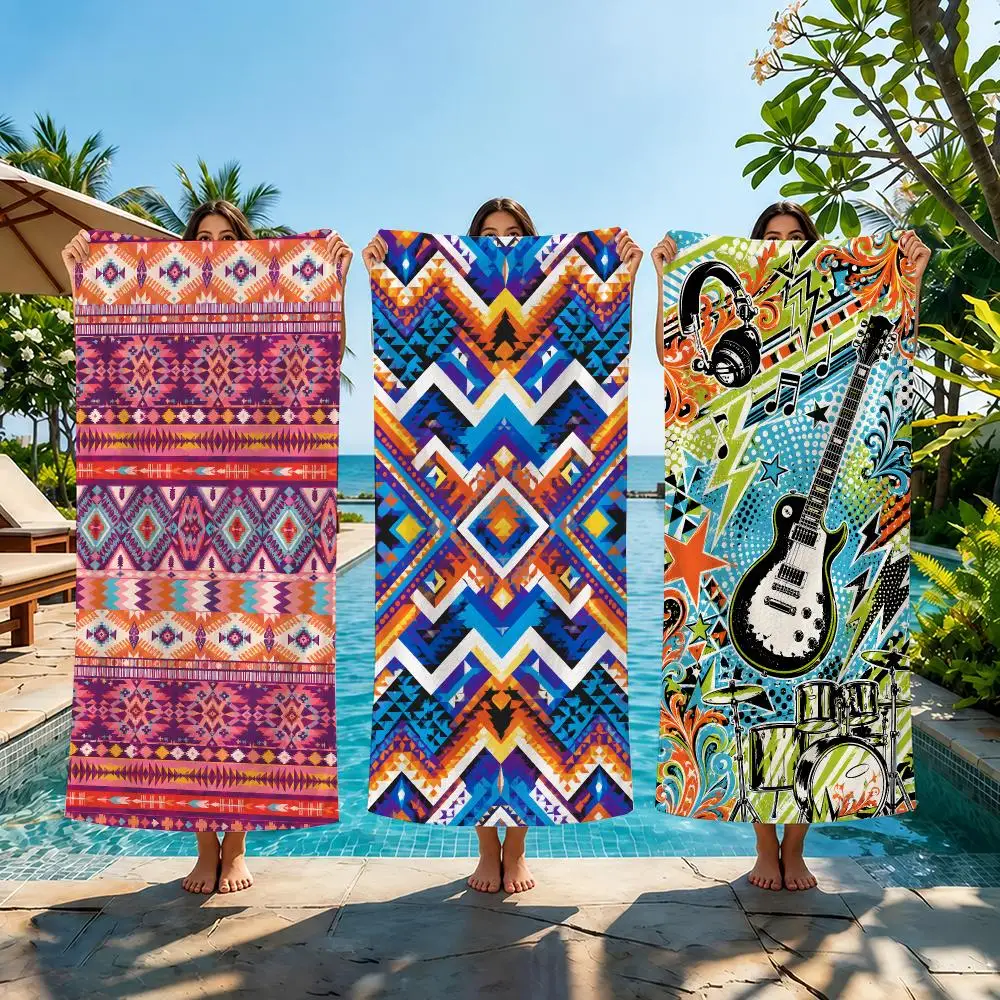 Absorbent Bohemian Printing Towel Beach Towel Quick Dry Absorbent Bath Towel For Swimming Gym Camping Outdoor Sunbathing