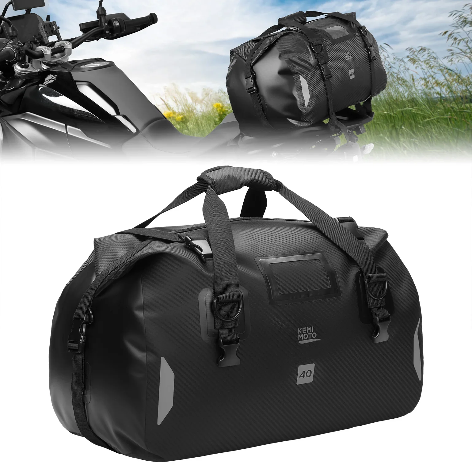 

Motorcycle Dry Bag 40L 65L Waterproof PVC Tail Bag Soft Travel Luggage Saddle Bags for Touring Adventure Outdoor Cycling Camping