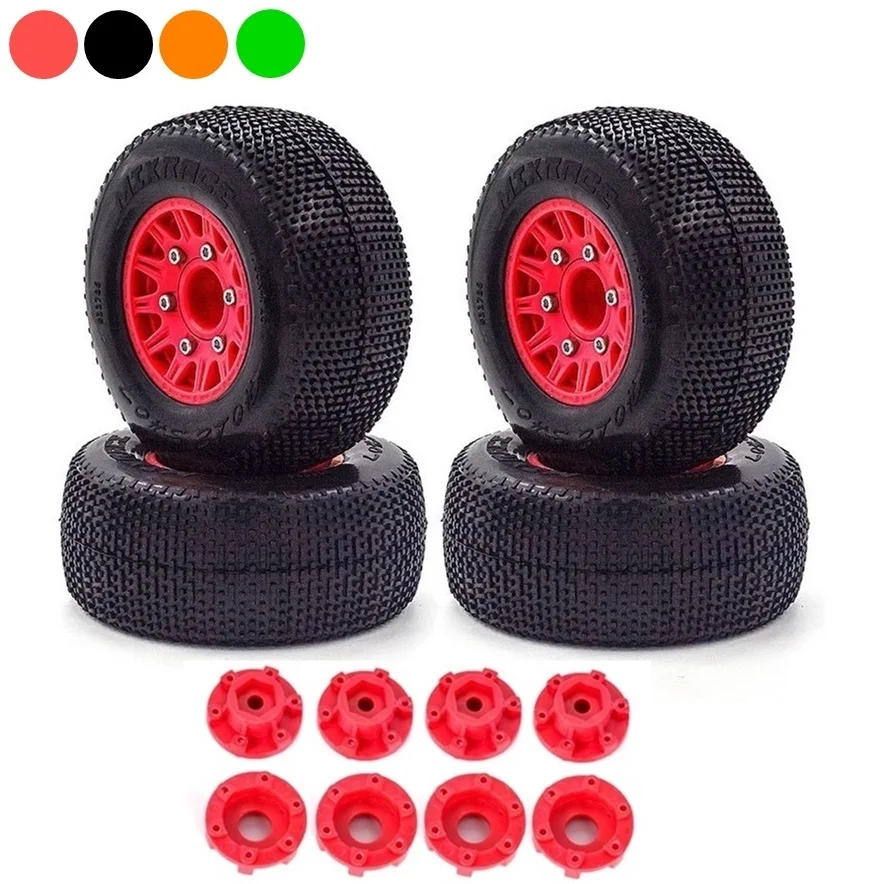 1/8 1/10 쇼트 코스 트럭 타이어, TRAXXAS 슬래시 ARRMA 센톤 Vkar SCTX10 HPI RC 카용, 12mm 14mm 17mm 휠 육각, 110mm, 4 개