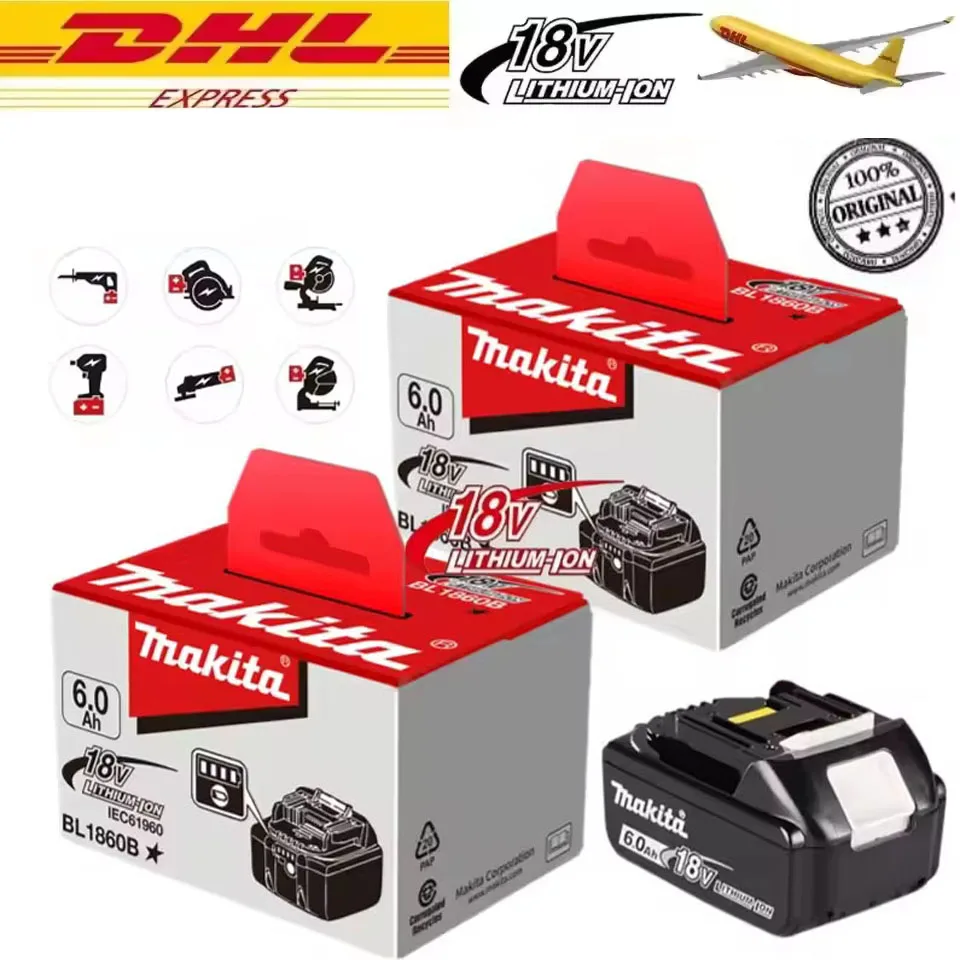 

100% оригинальная батарея Makita 6Ah для Makita 18 В BL1830B BL1850B BL1850 BL1840 BL1860 BL1815, сменная литиевая батарея