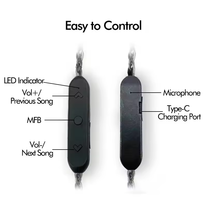 QCC5125 LDAC Multipoint 500mAh Bluetooth Earphone Upgrade Cable aptX Adaptive Earbud MMCX 2Pin UE A2DC IE80 IM IE40PRO w Mic AAC - Image 6