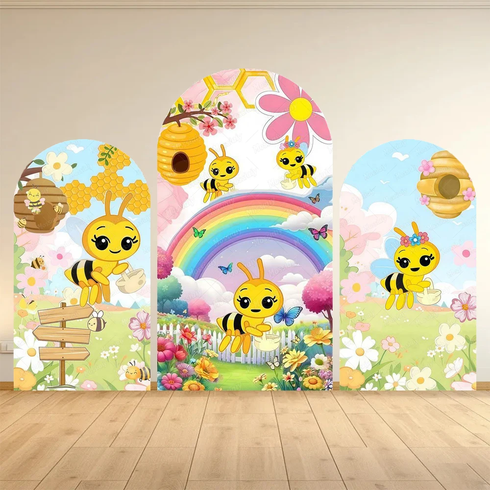 Photography Names - Cute Bee Theme Arch Backdrop Cover