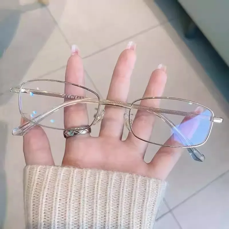 إطار معدني مضاد للضوء الأزرق للرجال والنساء، إطار نظارات كمبيوتر مكتبي شفاف، نظارات مربعة كلاسيكية تحجب الأشعة
