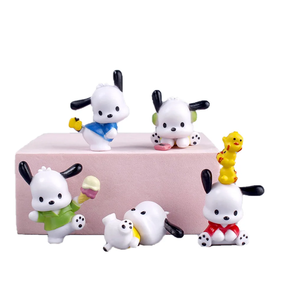 5Pcs/set Sanrio Cute Pochacco Action Figure Kawaii Pvc Toys GK Model Home Cake Decoration Ornament Doll Kids Charm Birthday Gift