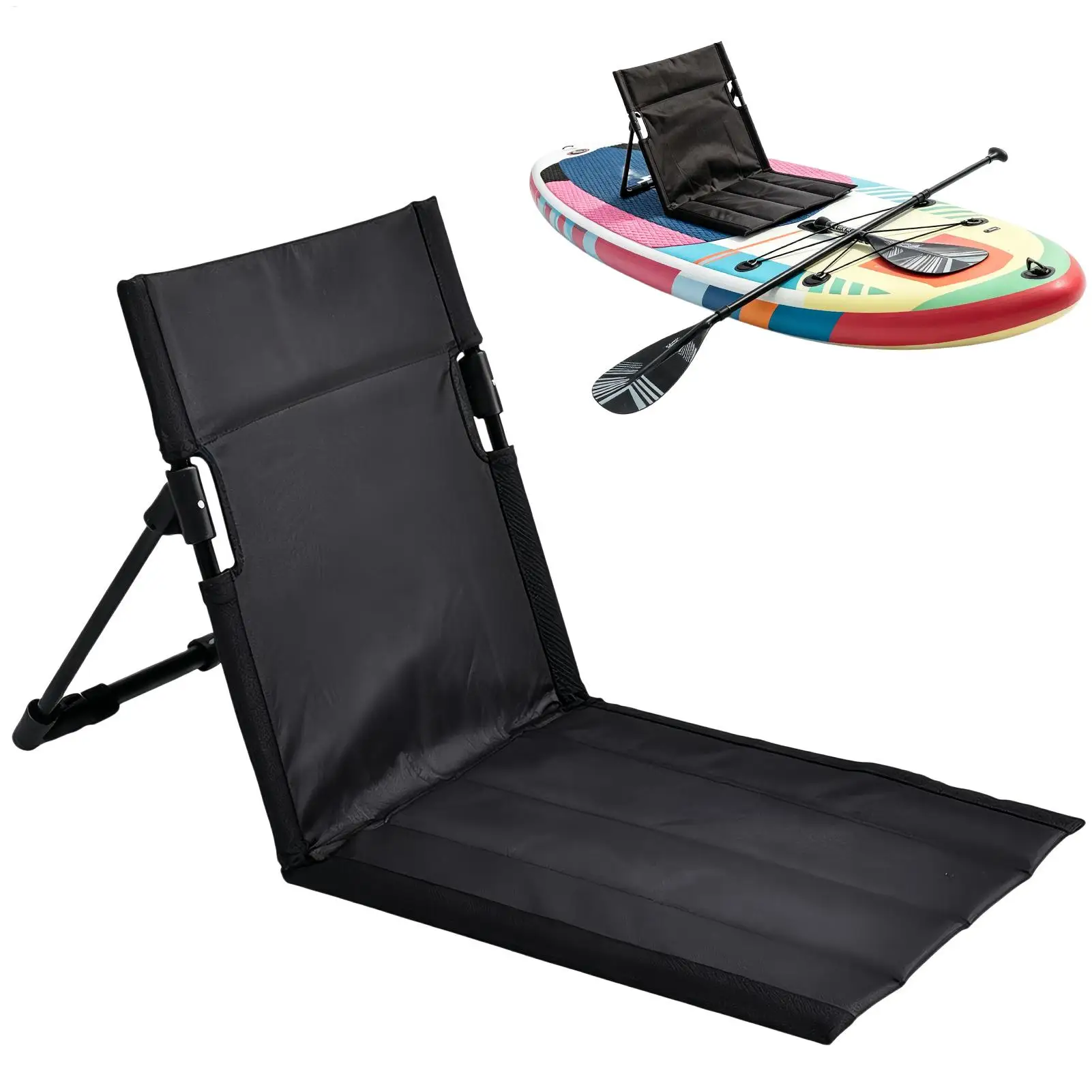 Outdoor Foldable Camping Chair Garden Park Single Lazy Reclining Chair Backrest Cushion for Picnic Camping Boat Canoe Kayak Seat
