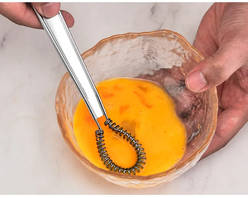 1pc Stainless Steel Manual Egg Beater Spring Coil Coffee Milk Hand Whisk Mixer Egg Foamer Egg Cream Stirring Kitchen Baking Tool view 2