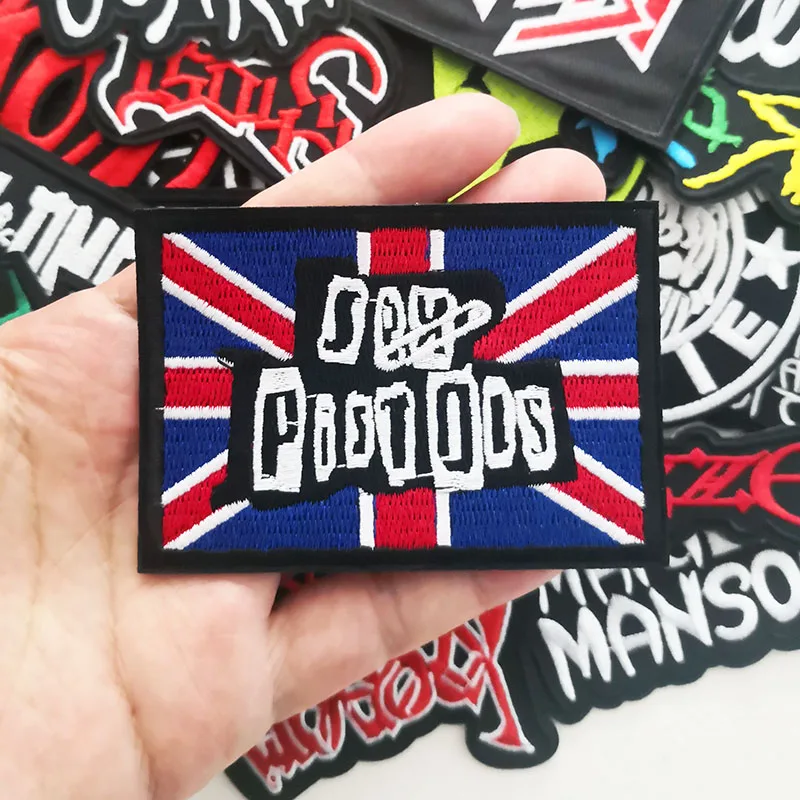 50pcs/lot Rock Band Patches Clothes Music Punk Ironing Badges Appliques Embroidered Stripes For Jacket Jeans DIY Stickers