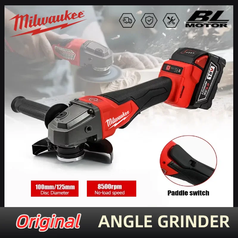 ميلووكي زاوية طاحونة 125 مللي متر تلميع آلة قطع طاحونة مجداف التبديل لا قفل عالية الطاقة الكهربائية اللاسلكية أدوات كهربائية #1