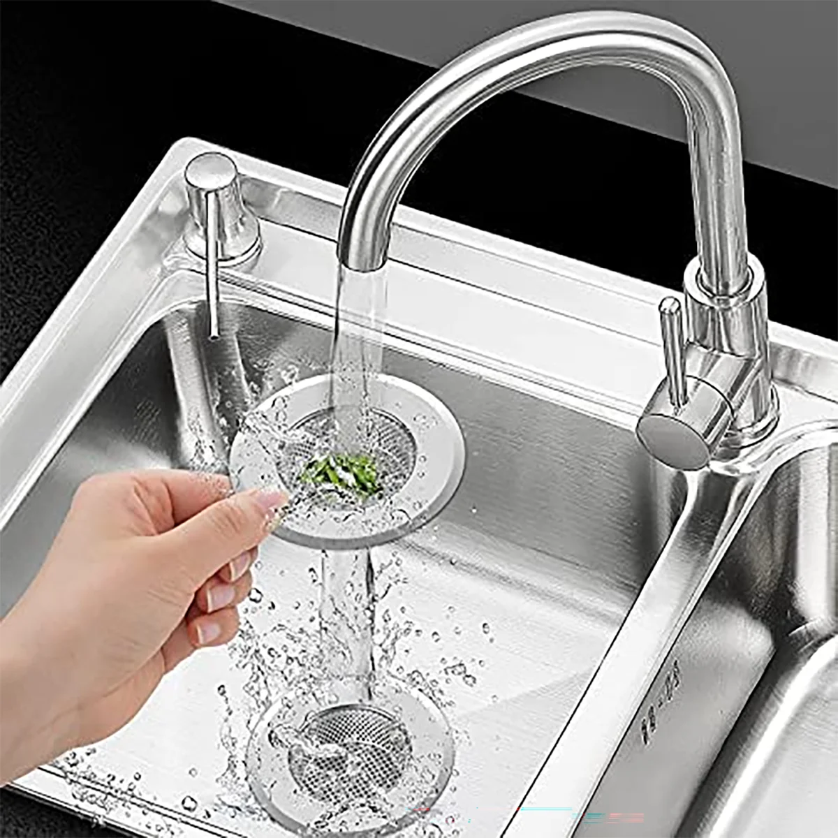 2 Stück Edelstahl-Spülbeckensieb, Abfluss-Sieb für die Küchenspüle, großer, breiter Rand, 4,5 Zoll Durchmesser, perfekt für die meisten Küchenspülen – Detail 3