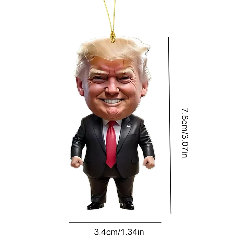 Patriotic Donald Trump 2024 Christmas Ornament Acrylic Cartoon Trump Pendant Christmas Tree Pendant Funny Donald Trump Pendant