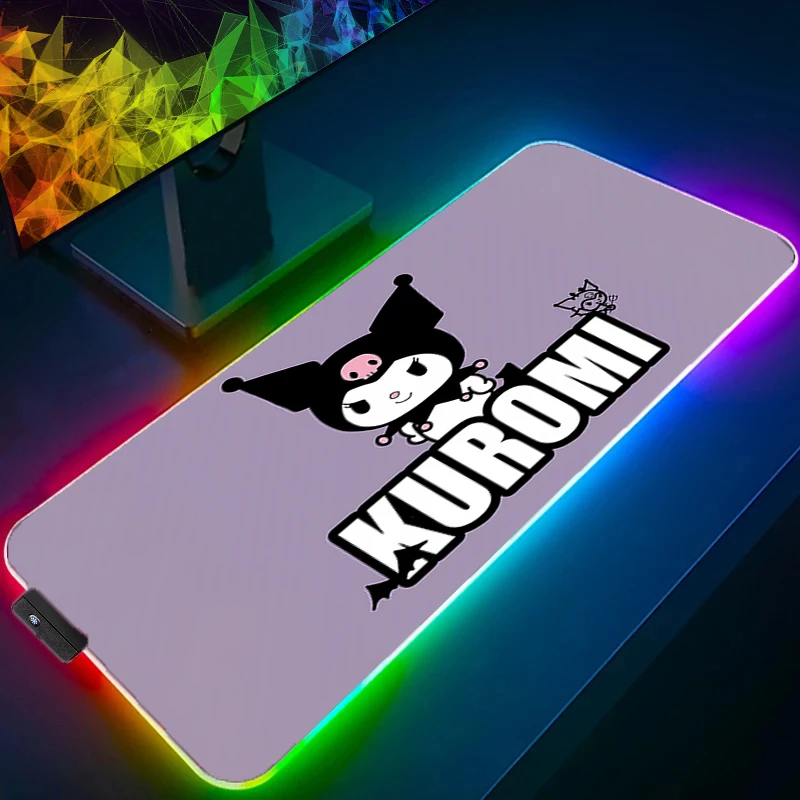 

RGB Mouse Pad K-kuromi gamer Large LED Keyboard NonSlip Rubber Computer Carpet Desk Mat PC Gamer Backlight illustration MousePad