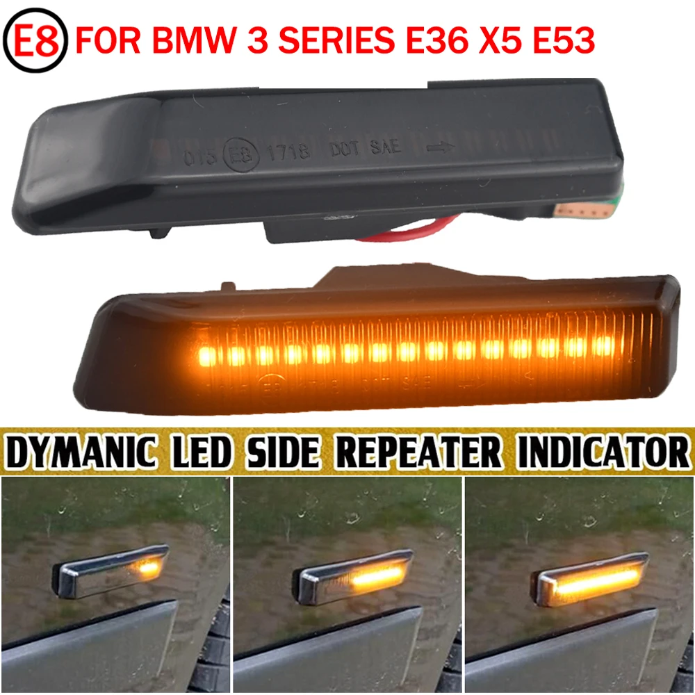 2 Stuks Dynamische Led Zijmarkeringslicht Richtingaanwijzer Repeater Indicator Auto Rook Lens Voor Bmw X5 E53 e36 1997-1999