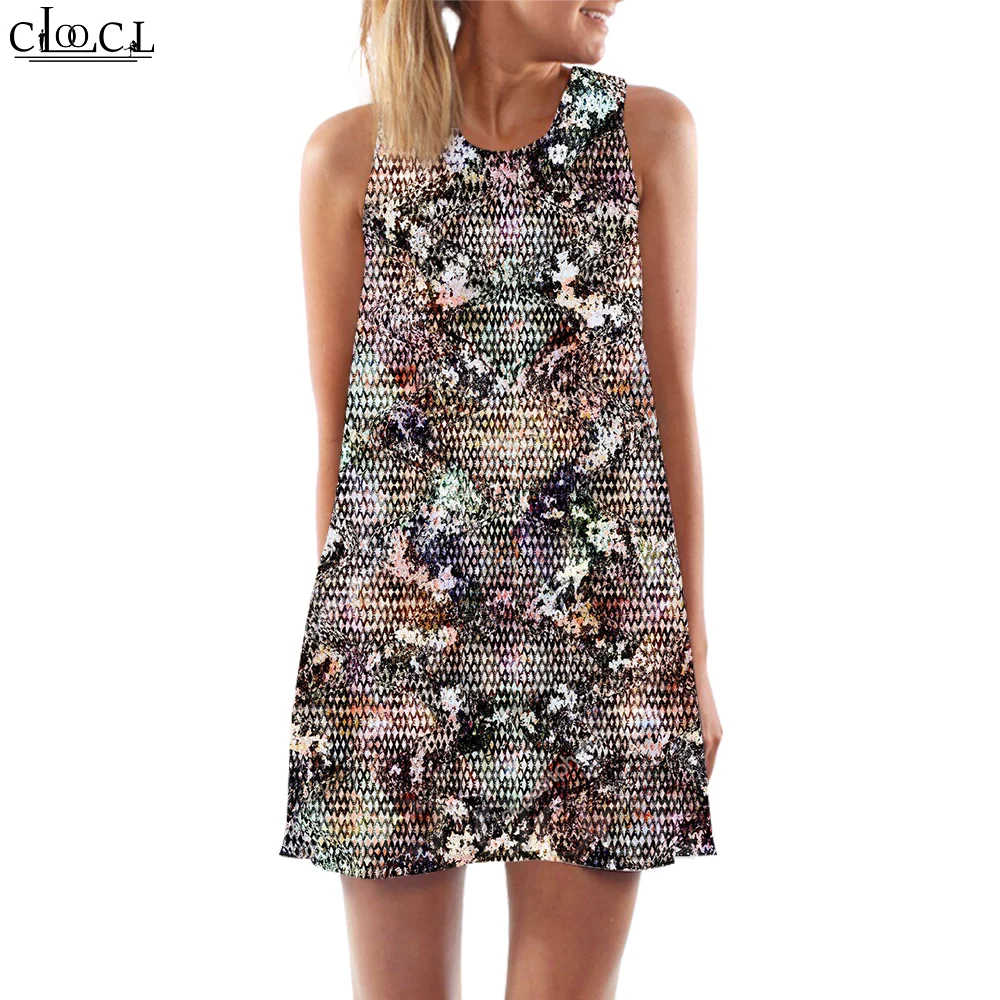 CLOOCL Women Tank Tops Beautiful Snake Skin Graphics 3D Printed Loose Dress Sexy Mini Short Party Female Vest Sleeveless Dress