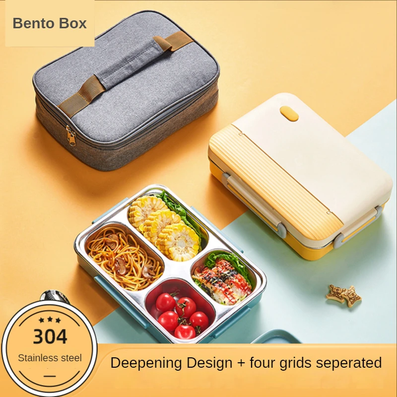 

food container stainless steel lunch box food bento box Divided compartments Sealed crisper box water heated kids lunchbox